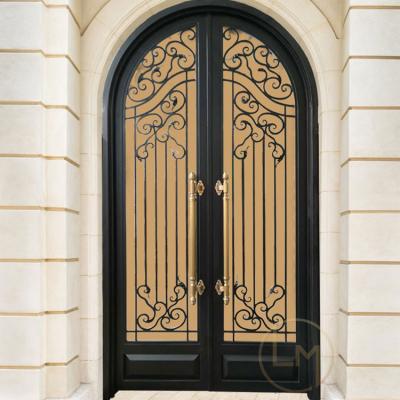 China New Design High Strong Wrought Iron Door Corrosion Resistant Security Iron Metal Door For House for sale