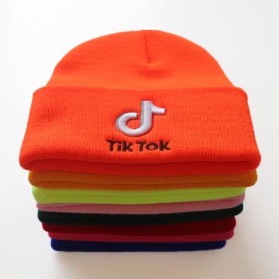 China breathable & Knitted Hat Wool Tik Hats Waterproof Cold Winter Student Embroidery TikToks Toks Warm Hat for sale