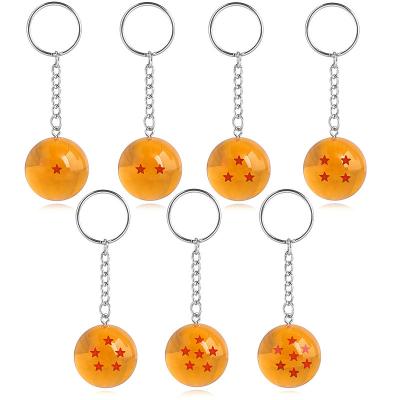 China Anime Dragon Ball Z Keychains Llavero Chaveiro Plastic Orange Plastic Key Chains 1-7stars Goku Dragonball Pendant Gift For Fans for sale