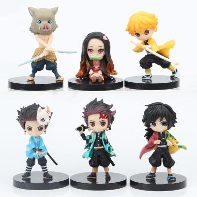 China Cartoon Toy Anime Demons 6pcs/Set Killers Kimetsu No Kamado Nezuko Mini PVC Figure Action Cartoon Model Toy Anime Yaiba Kamado Tanjirou Doll for sale