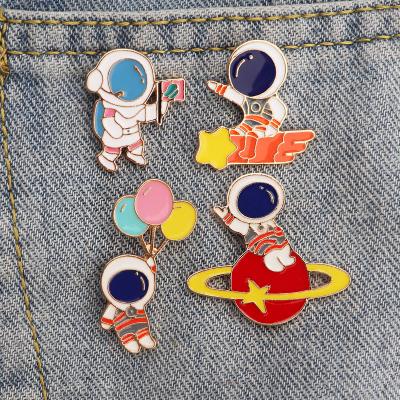 China ALLOY to Space Enamel Pin Custom Astronaut Space Ship Rocket UFO Brooch Badge Jewelry for sale