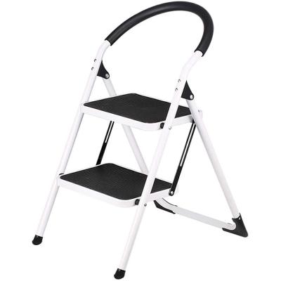 China (Size) Direct Selling Step Stools Safety 2 Adjustable Non-slip Iron Steel Folding Home Ladder With Comfortable Soft Handrai for sale