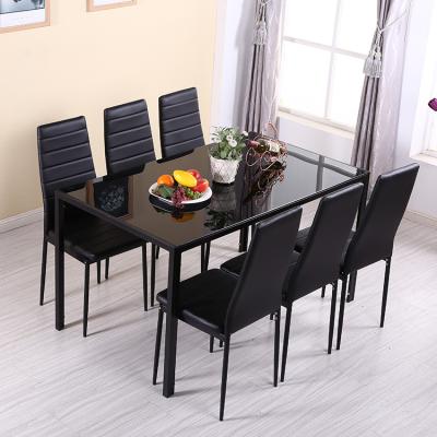 China (Other) Free Sample Cheap Adjustable 6 Chairs Dining Table Set Modern Classic 8 Seater Luxury Glass Dining Table Set for sale