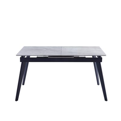 China Contemporary Revolving Steel Legs Restaurant Extendable (Other) Adjustable Square Marble Top Steel Dinner Table for sale