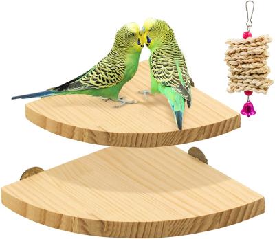 China Wooden Playground Toy Cage Parrot Stand Sector Bird Perch Holder 2 Pack Bird Perch Platform for sale