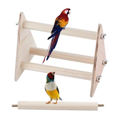 China Portable Bird Training and Toy Bird Cage Roundler Feeding Parrot Wooden Perch Parrot Platform Play Gym Toys for sale