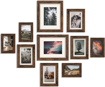 China Wooden Photo Frame Wall Collage Farmhouse Wood Picture Frames With Shatterproof Glass Picture Frame for sale