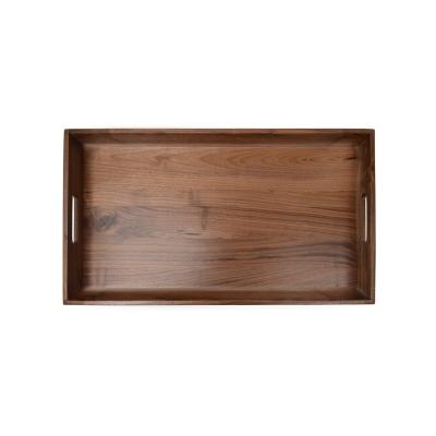 China High Quality Durable Using Various Walnut Wood Storage Trays With Handle YFWT03 for sale