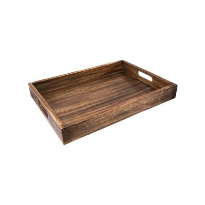 China Economical Custom Design Rectangular Handmade Classic Wood Tray YFWT04 for sale