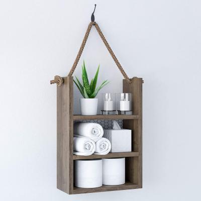 China Top Selling Guaranteed Quality Viable Wall Mounted Hanging Ladder Style Wooden Rope Bathroom Rope Shelf for sale