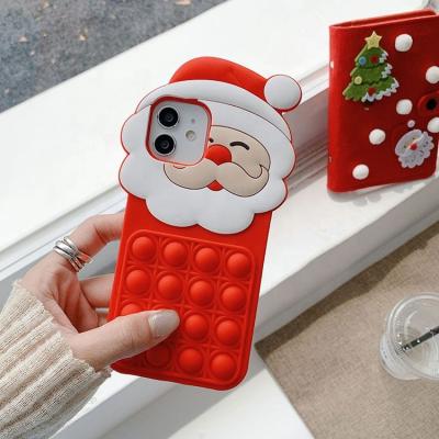 China High Quality Busy Person Silicone Rubber Cell Phone Back Cover For Iphone Xmas Silicone Push P Op Phone Case for sale