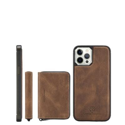 China Leather 2021 Hot New Arrival Magnetic PU Leather Credit Card Phone Holder For Samsung S21,Wallet Case For iphone 13 for sale