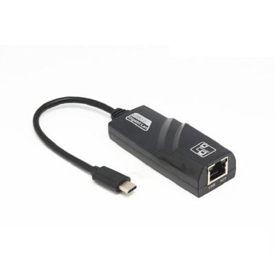 China Pvc+abs Wholesale USB 3.1 Male Black Color Type-c To LAN Adapter Connector Laptop PC PC RJ45 Port 1000M Gigabit Ethernet Network for sale