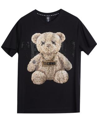 China Anti-Wrinkle TCH Brand Custom Rhinestone Design Top For Bear Women T-shirt DIY Hot New Rhinestone Pattern T-shirt Rhinestone for sale