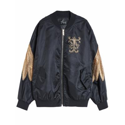 China TCH Soft High Quality Goods Using Brand Gold Wing Thin Custom Woman Windbreaker Jacket Zipper Luxury Jackets for sale