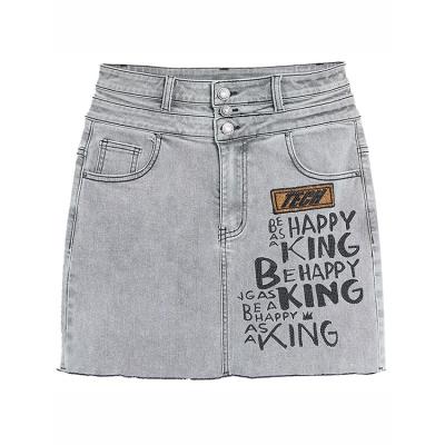 China Anti-Static TCH Made in China Top Quality Hot Brand Luxury Letter Gray High Waist Skirt for sale