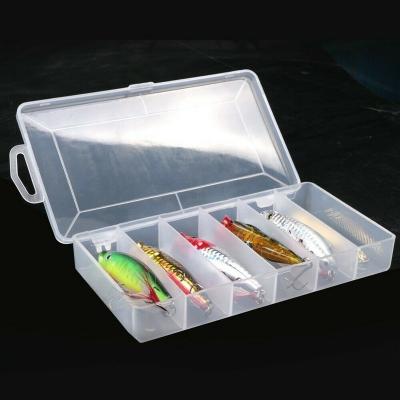 China 6 Compartment Plastic Lure Plastic Bait Box Transparent Storage Fishing Tackle Container for sale