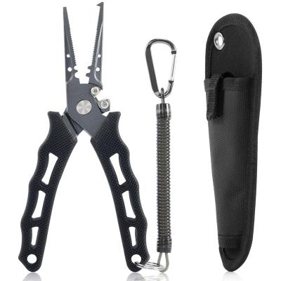 China Stainless Steel Aluminum Fishing Pliers Hold Ring Tungsten Steel Blade Line Split Cutter Fishing Tackle Multifunctional Tool for sale