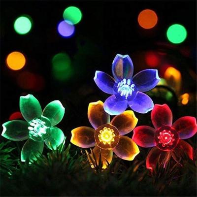 China New 50 LED 7M Peach Flower Solar Garden Christmas Lamp Power LED String Fairy Lights Fairy Lights For Outdoor Christmas Home Decor for sale