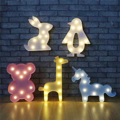 China Modern Lovely Animal Led Table Lamp Night Light Unicorn Lamps Romantic 3D Wall Lamp Marquee Sign For Kids Children Gift Rabbit Bear for sale