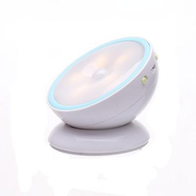 China Creative Indoor Novelty 360 Degree Room Rotation LED Wall Lamp Bedroom Bedside Table Lamp Night Light Kids Wireless Night Light for sale