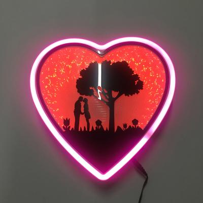 China Modern Heart Sigh LED Neon Light Desk Night Lamp For Home Decor for sale