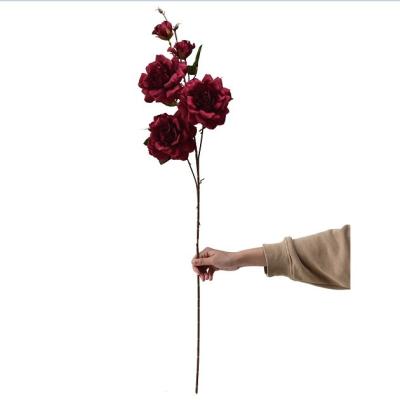 China Home.Restaurant.Bar.Hotel.Wedding Long Stem Rose Artificial Flowers For Holiday Centerpiece Flowers Fake Flowers Red for sale