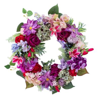 China Offices Home Decoration Hotel Bar Door Decorative Wreath For Spring Wedding Holiday Decoration Artificial Flower Handmade Garlands for sale