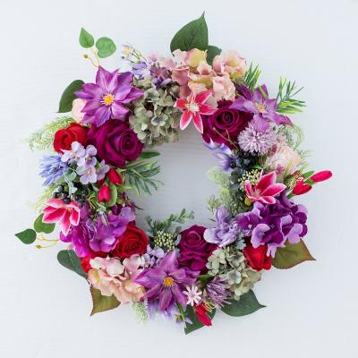 China Home Decorative Silk Door Wreath Wedding Artificial Flower, Spring Summer Wreath for sale