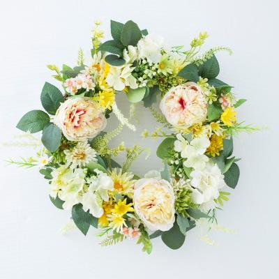 China Wedding Decoration Artificial Peony Flower Wreath For Wedding Decoration Door Hanging Wall Window Decor Wreath for sale