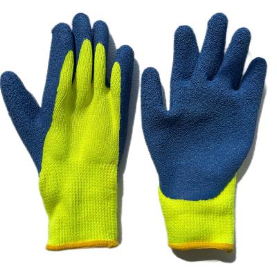 China Hot Selling Guaranteed Quality Safety T/C Heavy Duty Glove With Blue Latex Coated, Wrinking Work Gloves 16 for sale