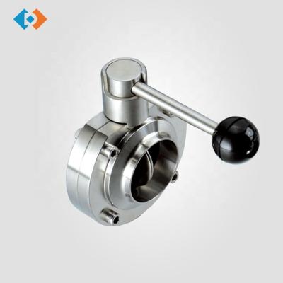 China General Sanitary High Quality Manual Welded 304 316L Stainless Steel Butterfly Valve for sale