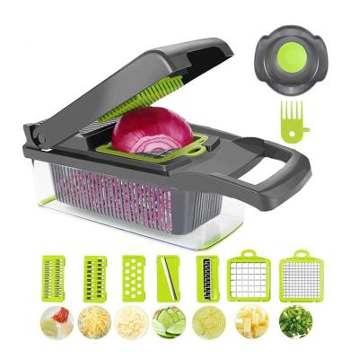 China Kitchen Supplies 12 in 1 Multi Helper Manual Vegetable Plastic Food Processor Potato Peeler Potato Fruit Slicer Cutter Grater Cleaver for sale