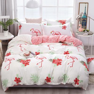 China Nondisposable Luxury Home Printed Logo 100% Cotton Bedding Set Custom Fitted Sheet Set 4 Piece Comforter Duvet Cover for sale