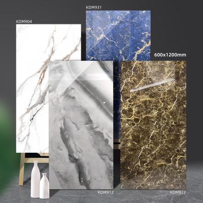 China Modern Full Body 600x1200 White Glossy Interior Apartment Glazed Polished Marble Porcelain Floor Wall Tiles for sale