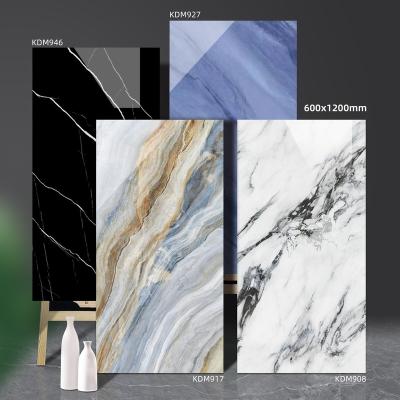 China Modern Full Body 60x120 Glossy Ceramic Interior Tile For Apartment Glazed Porcelain Floor Wall Polished Marble Tiles for sale