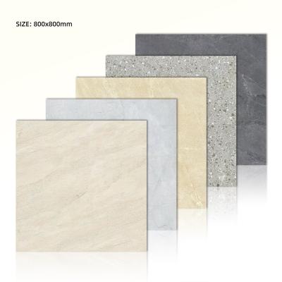 China Modern Gray Marble Glazed 80x80 Tile For Bathroom Porcelain Ceramic Matte Non Slip Floor Tiles for sale