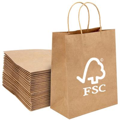 China Recyclable Wholesale Recycled Kraft Craft / Grocery Take Away Custom Restaurant Packaging Paper Bag For Food Delivery for sale