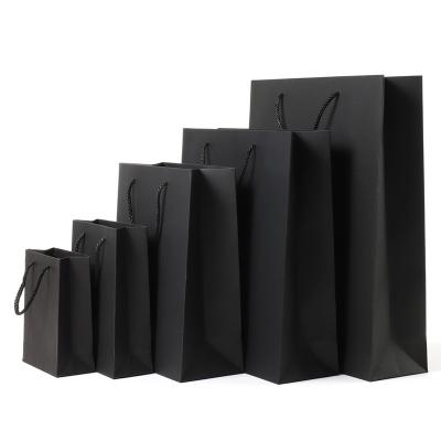 China Recyclable Wholesale Custom Cheap Black Paper Bags With Handles for sale