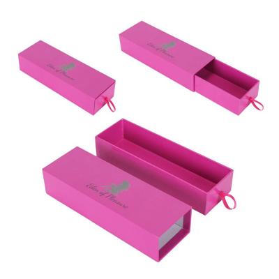 China Recyclable Luxury Pink Rectangle Drawer Box Woman Wig Hair Extension Storage Boxes Eco-friendly for sale