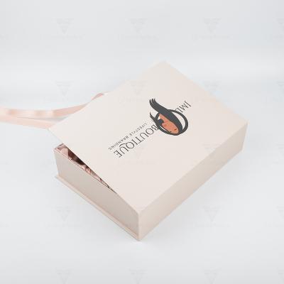 China Luxury Magnetic LOGO Wig Hair Extension Packaging Box Clothing Dress Gift Boxes Recyclable Custom Silk Satin Insert for sale