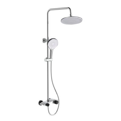 China With Sliding Bar New Modern Style Wall Mounted Bathroom Shower Faucet Brass Chrome Button Swithe 3 Functions Shower Set for sale