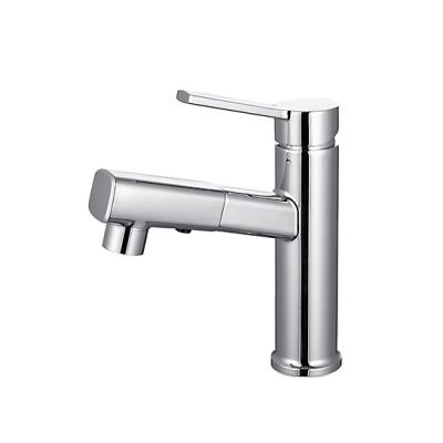 China Pull Out Spray Bathroom Water Mixer Faucet Washroom DQOK Chrome Brass Single Handle Pull Out Basin Faucet for sale