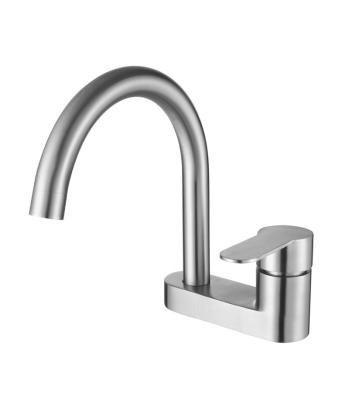 China Other Hot Sale Wholesale 304 Stainless Steel Single Handle Bathroom Faucet Deck Mounted Basin Faucet for sale