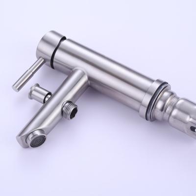 China OTHER Factory Good Quality 304 Stainless Steel Basin Mixer Taps Lifting Single Hole Basin Sink Faucet With Hand Shower for sale