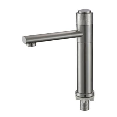 China DQOK Faucets Hot Selling Metered SUS304 Stainless Steel Basin Faucet Knob Handle Single Cold Water Basin Faucet for sale