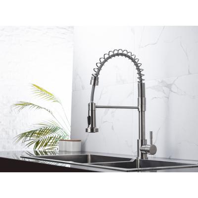 China Pull Out Spray DQOK Wholesale 304 Stainless Steel Kitchen Faucet Single Handle Pull Down Sprayer Spring Kitchen Faucet for sale