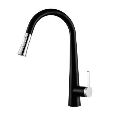 China Pull Out New Spray Design Black Chrome 304 Stainless Steel Pull Down Kitchen Faucet With 2 Function Spout Sprayer for sale