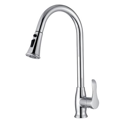 China Pull Out Hot Sale Chrome Spray Single Handle 360 ​​Rotatable Pull Down Sprayer Sink Kitchen Brass Hot Cold Faucets for sale