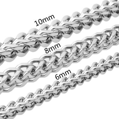 China FASHIONABLE High Quality 316L Stainless Steel 6/8MM Silver Square Figaro Chain Necklace For Women Men 24inch Long for sale